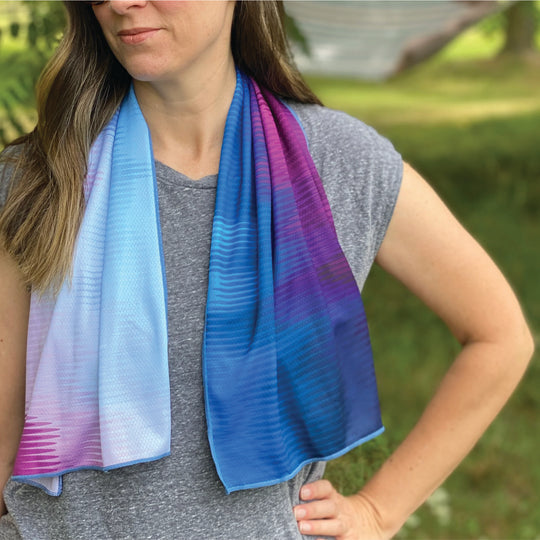 Extended Cooling Towel - Blue Purple Wave (40 x 12) banner