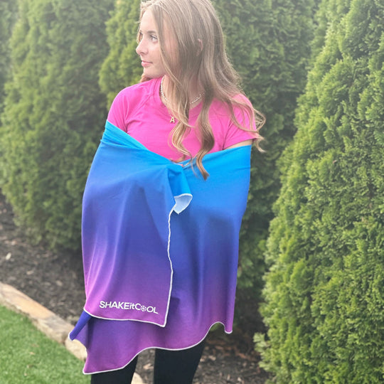 Cooling Shawl - Blue to Purple (70 x 30) banner