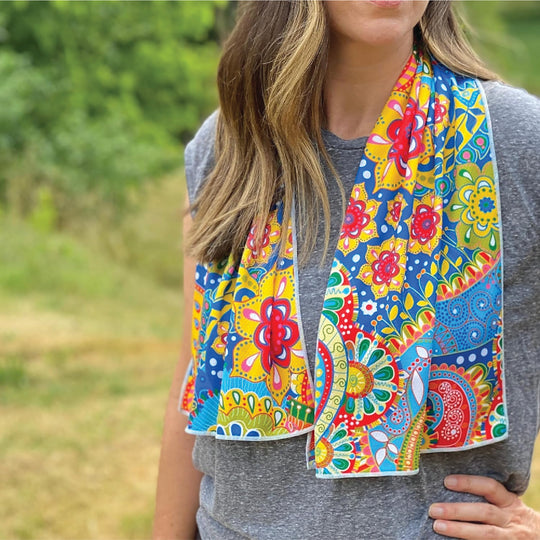 Extended Cooling Towel - Bright Paisley (40 x 12) banner