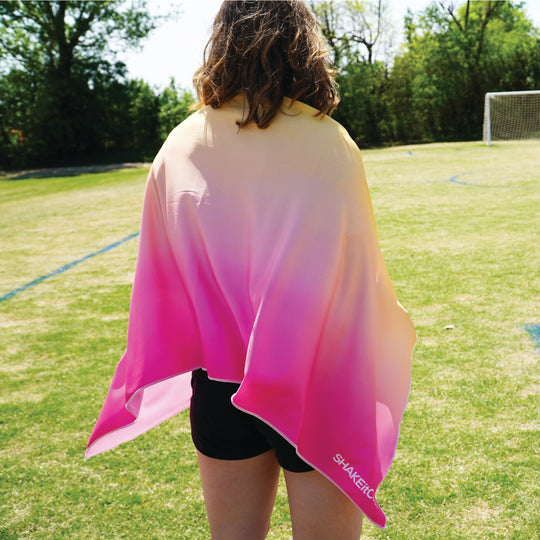 Cooling Shawl - Orange to Pink (70 x 30) banner